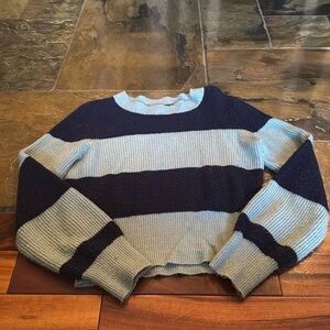 American Eagle sweater, good condition, navy and light teal stripped.